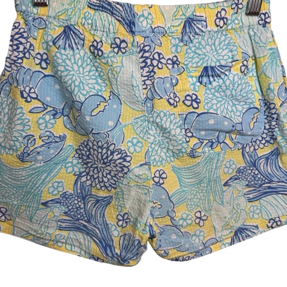 Lilly Pulitzer | Aqua Seersucker Floral Shorts - Picture 3 of 7
